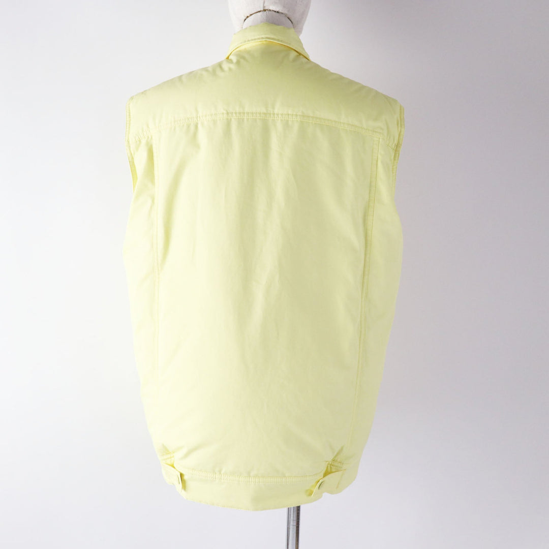 LOUIS VUITTON Down vest Outer: 100% cotton, Lining: 75% polyester, Lining: 25% acrylic, Filling: 90% down, Filling: 10% feather, Part: PVC Light yellow Women 34 Used Authentic