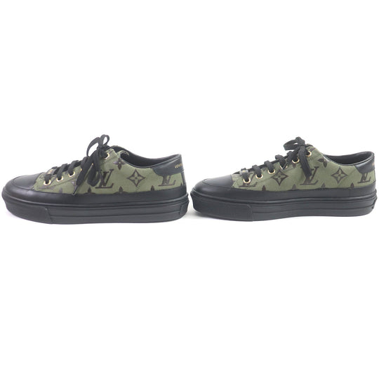 LOUIS VUITTON Low cut sneakers Main: Leather, Main: Canvas khaki Stellar Line Women 36 Used Authentic