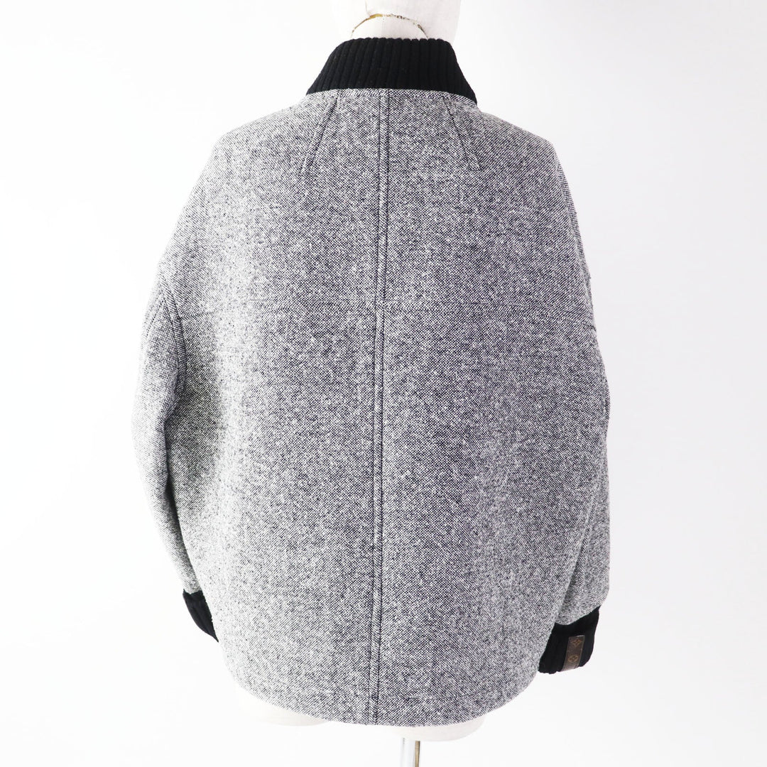 LOUIS VUITTON Blouson 1ACIVZ wool Black White tweed varsity jacket 36