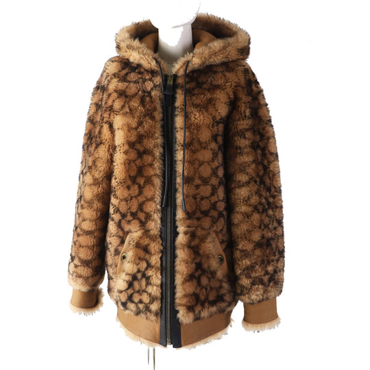 COACH Mouton coat 79203 Main: Mouton, Part: Lambskin, Part: Leather Brown Women Zero size Used Authentic
