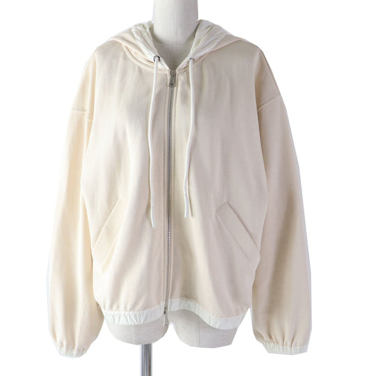 MONCLER Hoodie Main: 92% cotton, Main: 8% nylon, Hood lining: 100% nylon Hood part: 92% cotton, 8% nylon Other fabric: 100% nylon beige ZIPUP HOODIE Women M Used Authentic