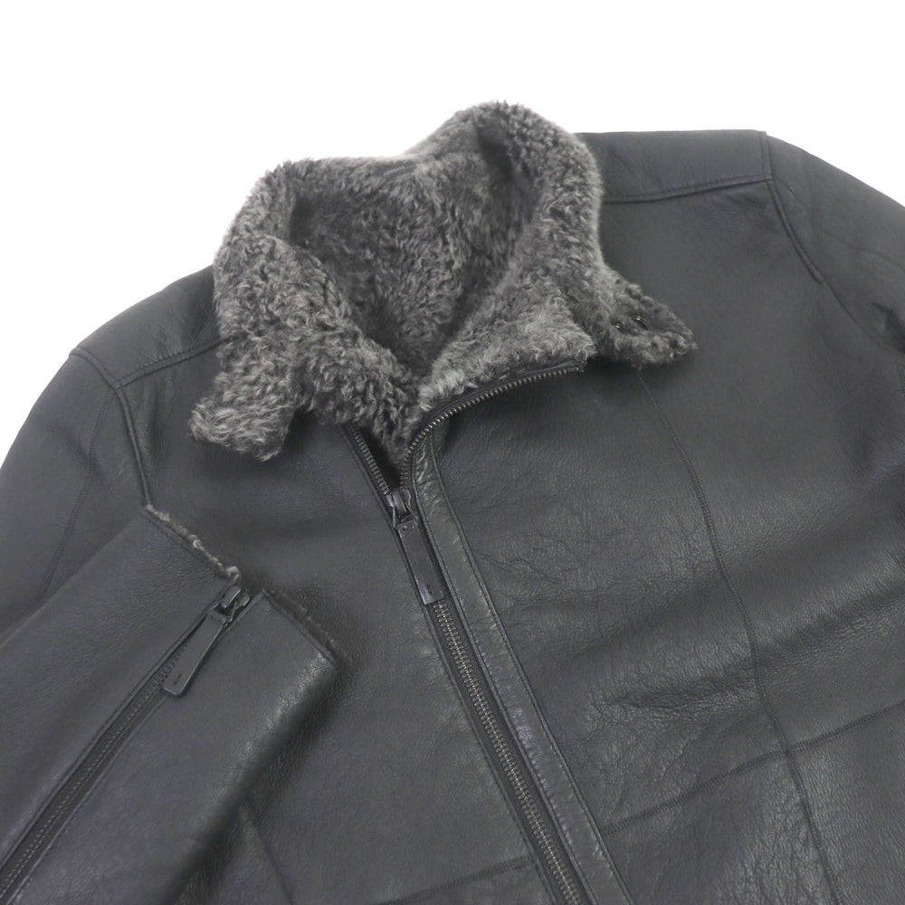 ARMANI COLLEZIONI Riders jacket Lamb leather black mens 46 Used Authentic
