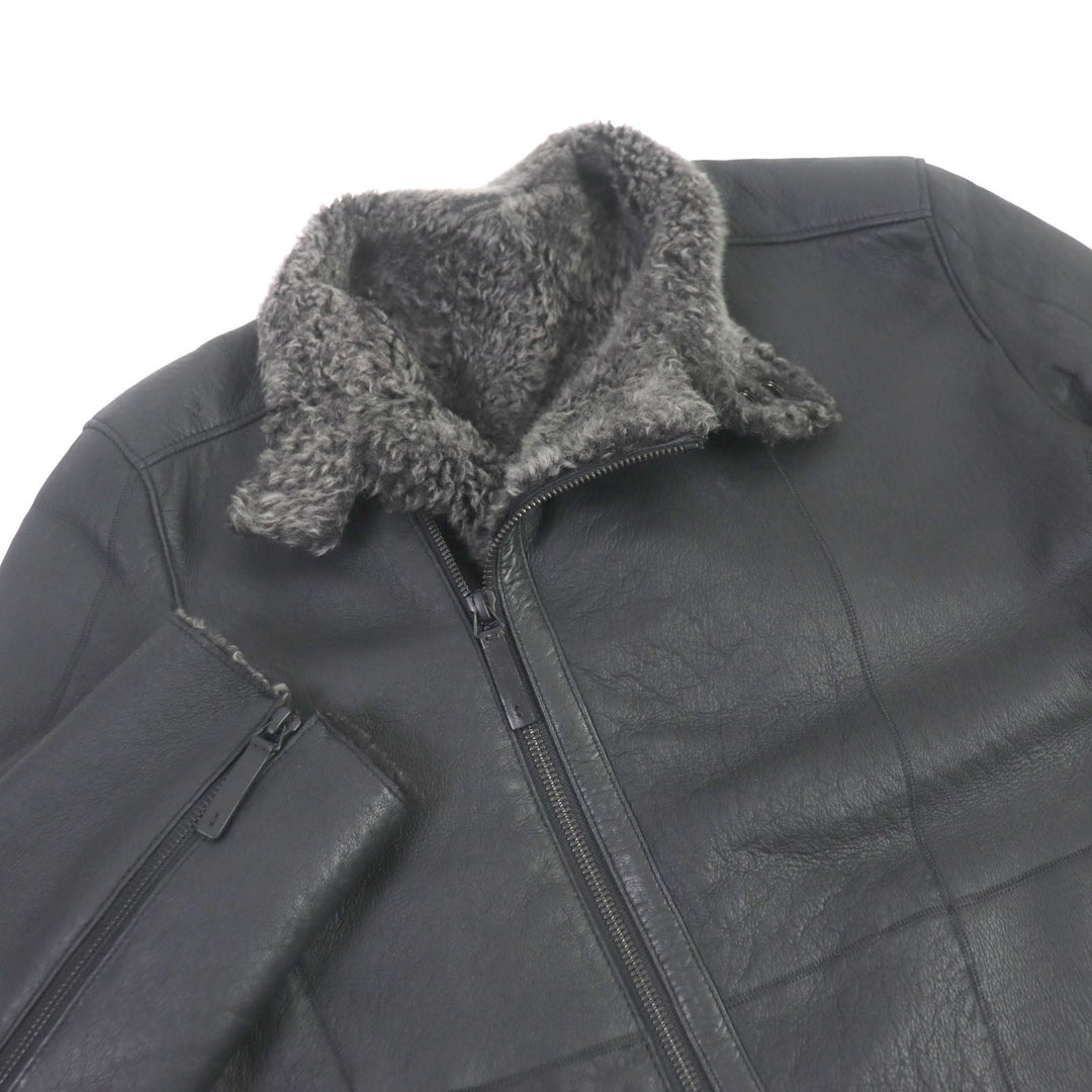 ARMANI COLLEZIONI Riders jacket Lamb leather black mens 46 Used Authentic