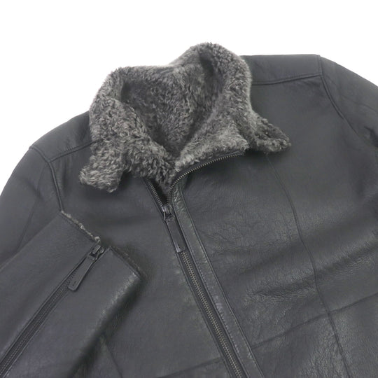 ARMANI COLLEZIONI Riders jacket Lamb leather black mens 46 Used Authentic