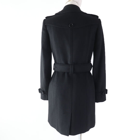 BURBERRY trench coat Main: 80% wool, Main: 20% cashmere, Lining: 50% acetate, Lining: 50% viscose (rayon), Sleeve lining: 60% acetate, : 40% cupra black Women 34 Used Authentic