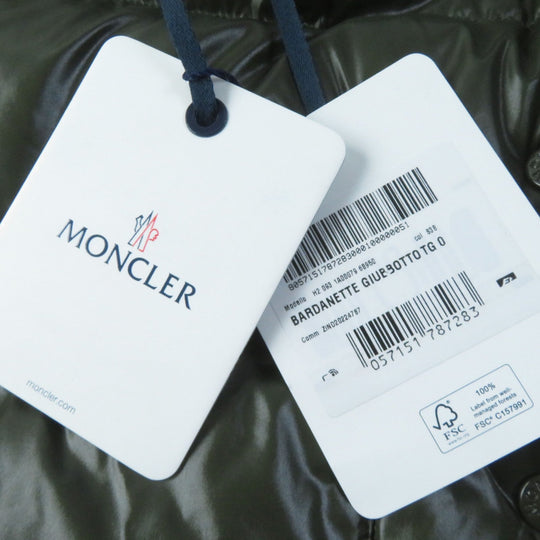 MONCLER Down jacket Main: 100% nylon, Lining: 100% nylon, Hood (lining): 100% nylon Filling: 90% down, 10% feather khaki BARDANETTE Women zero size Used Authentic