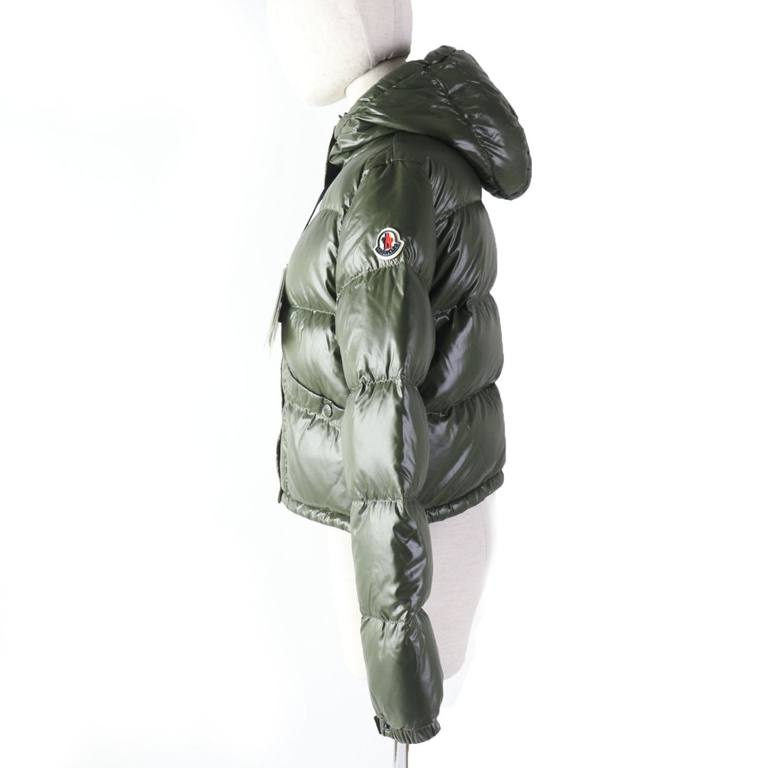 MONCLER Down jacket Main: 100% nylon, Lining: 100% nylon, Hood (lining): 100% nylon Filling: 90% down, 10% feather khaki BARDANETTE Women zero size Used Authentic