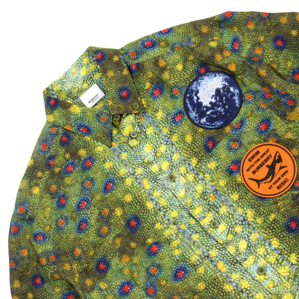 BURBERRY Short sleeve shirt 4567618 Main: 100% silk Green type Multicolor mens L Used Authentic