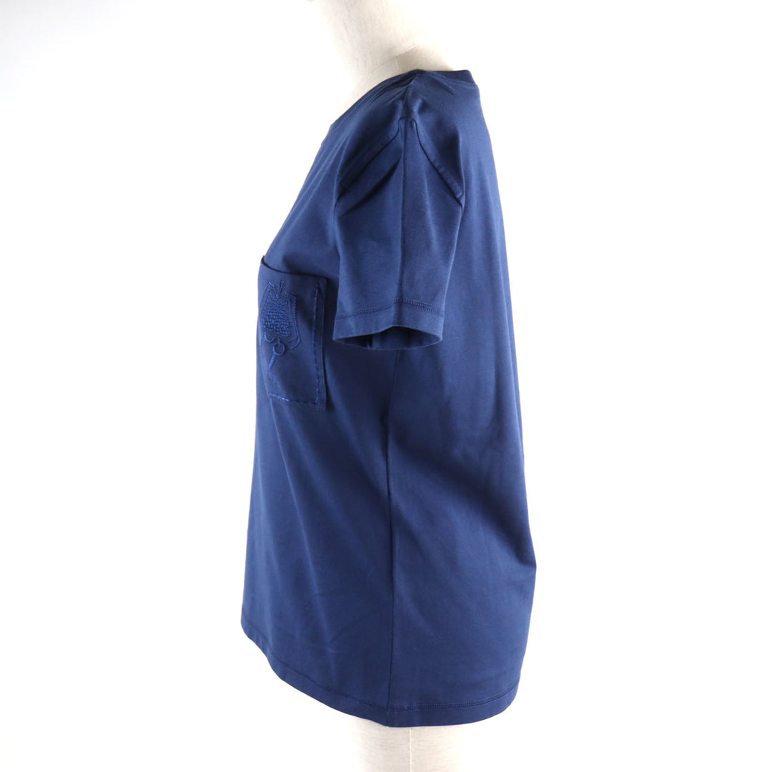 HERMES Short sleeve T-shirt Main: 100% cotton blue Women 36 Used Authentic