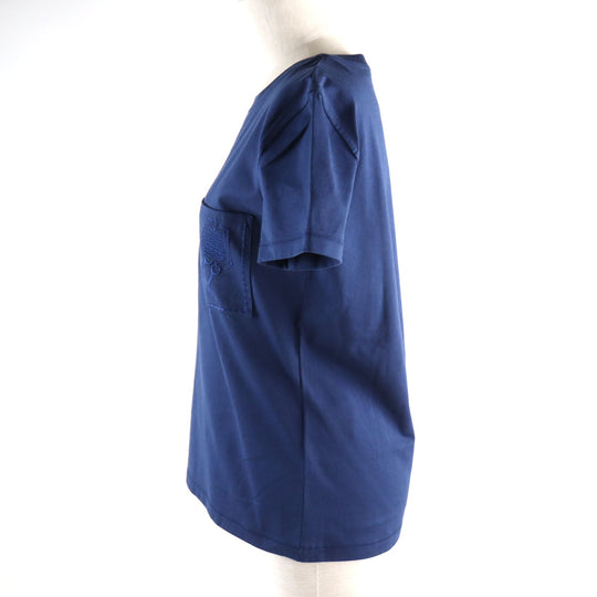 HERMES Short sleeve T-shirt Main: 100% cotton blue Women 36 Used Authentic