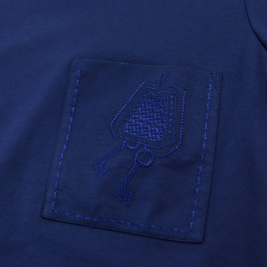 HERMES Short sleeve T-shirt Main: 100% cotton blue Women 36 Used Authentic