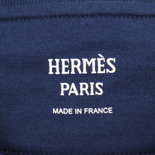 HERMES Short sleeve T-shirt Main: 100% cotton blue Women 36 Used Authentic