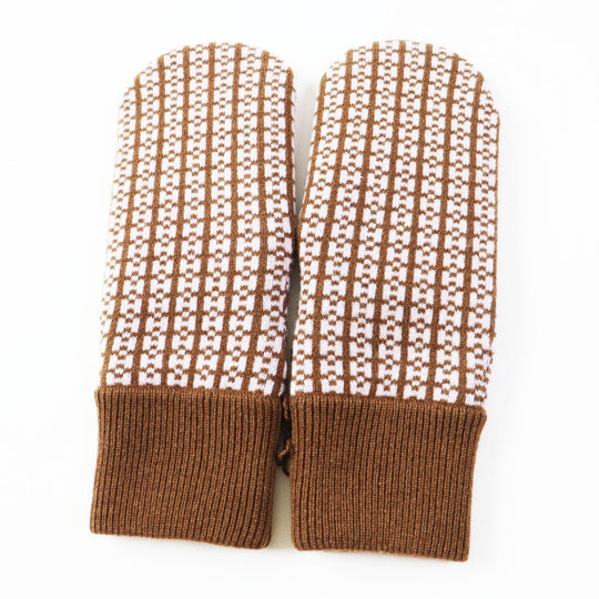 HERMES gloves Main: 100% cashmere Brown pink Hope Women M Used Authentic
