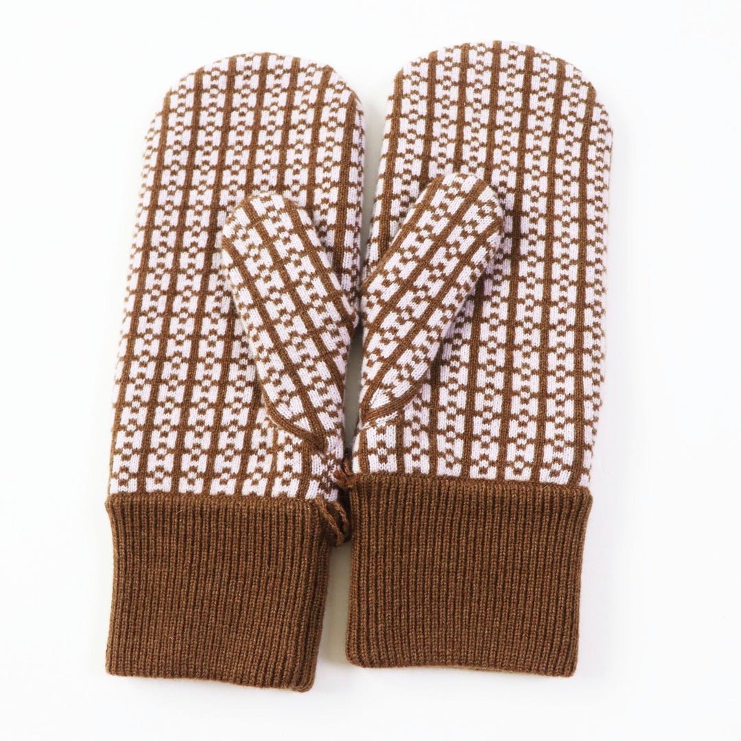 HERMES gloves Main: 100% cashmere Brown pink Hope Women M Used Authentic