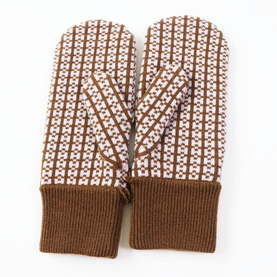 HERMES gloves Main: 100% cashmere Brown pink Hope Women M Used Authentic