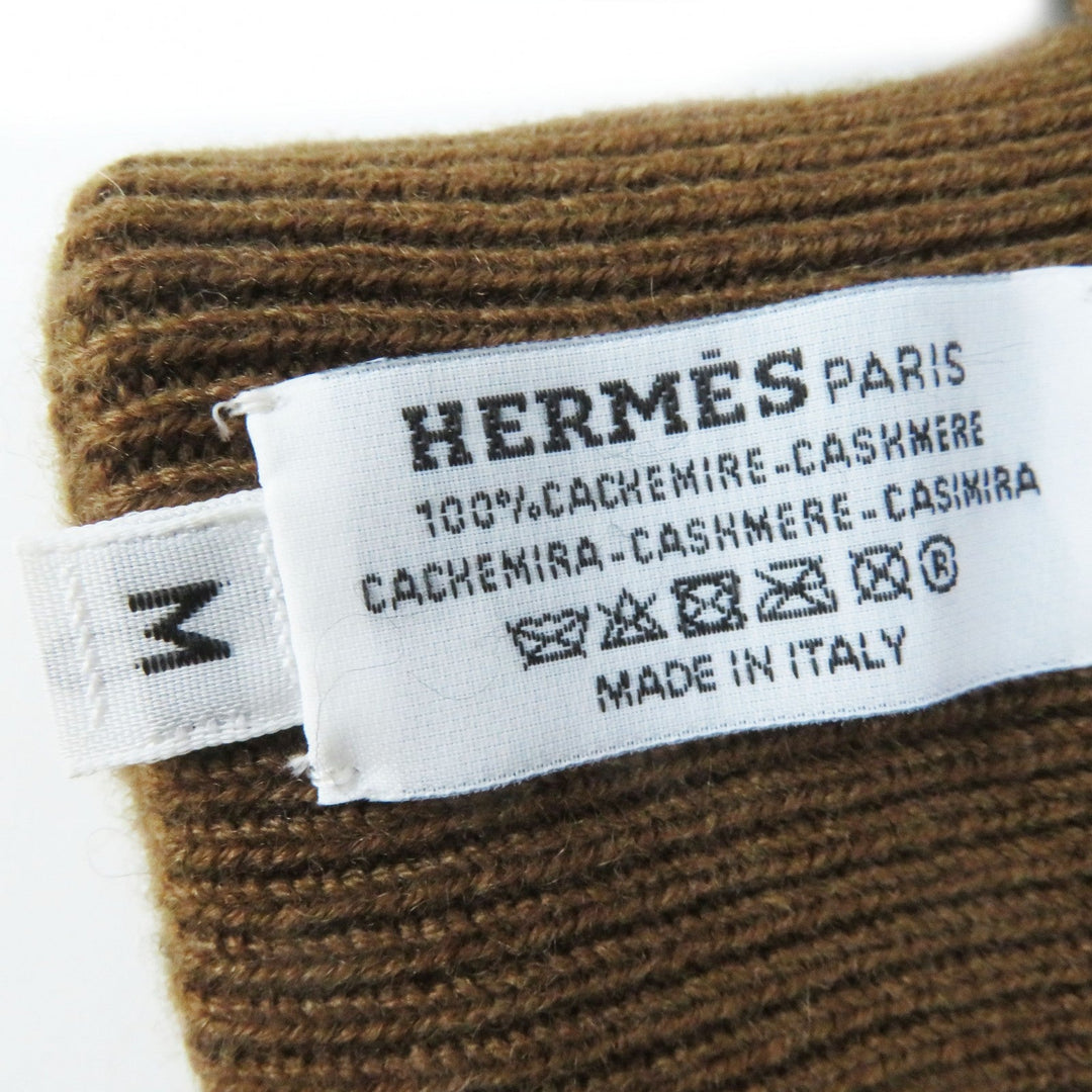 HERMES gloves Main: 100% cashmere Brown pink Hope Women M Used Authentic