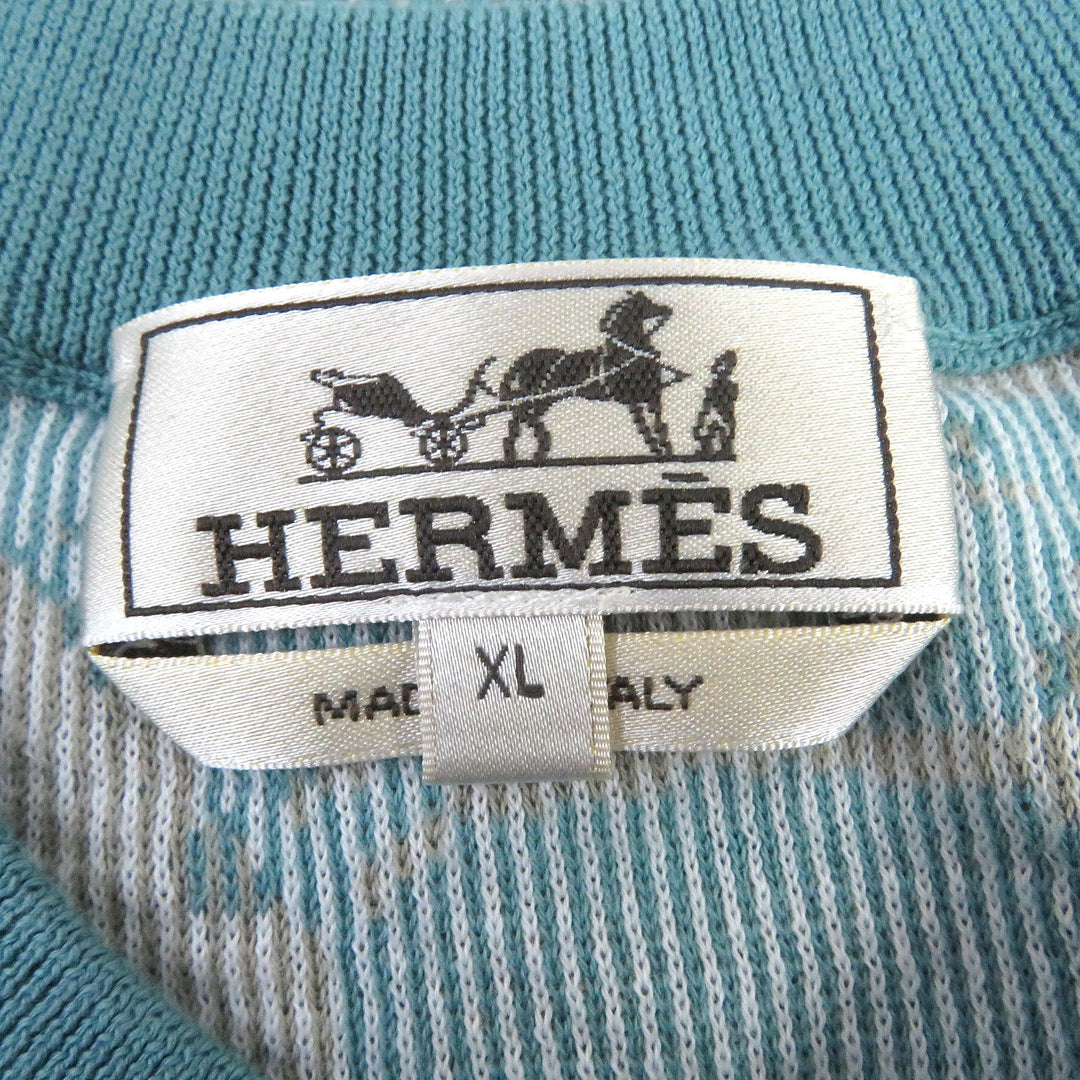 HERMES Short sleeve knit Main: 100% cotton Light blue mens XL Used Authentic