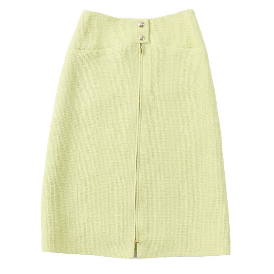 CHANEL Tight Skirt P65340 Outer: 100% wool, Lining: 100% silk Pearl green Women 38 Used Authentic