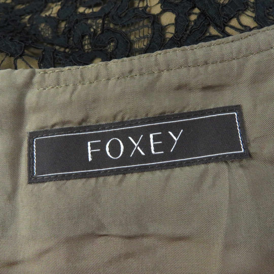 FOXEY one piece 34204 Main: 77% cotton, Main: 13% rayon, Main: 10% nylon, Part: 100% cotton, Part: 100% silk, Lining: 100% cupra Black brown Women 38 Used Authentic