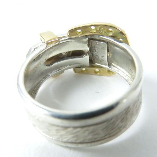 HERMES Ring Main�FSV925 , Main�F750 Silver gold Horseshoe Combi Ring Women Used Authentic