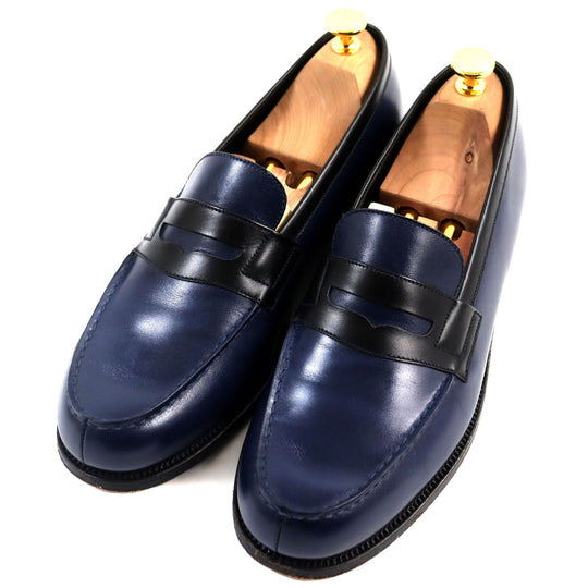 J.M WESTON loafers 505360 Main: Leather Navy black 180 Combi Signature Loafer mens 8 Used Authentic