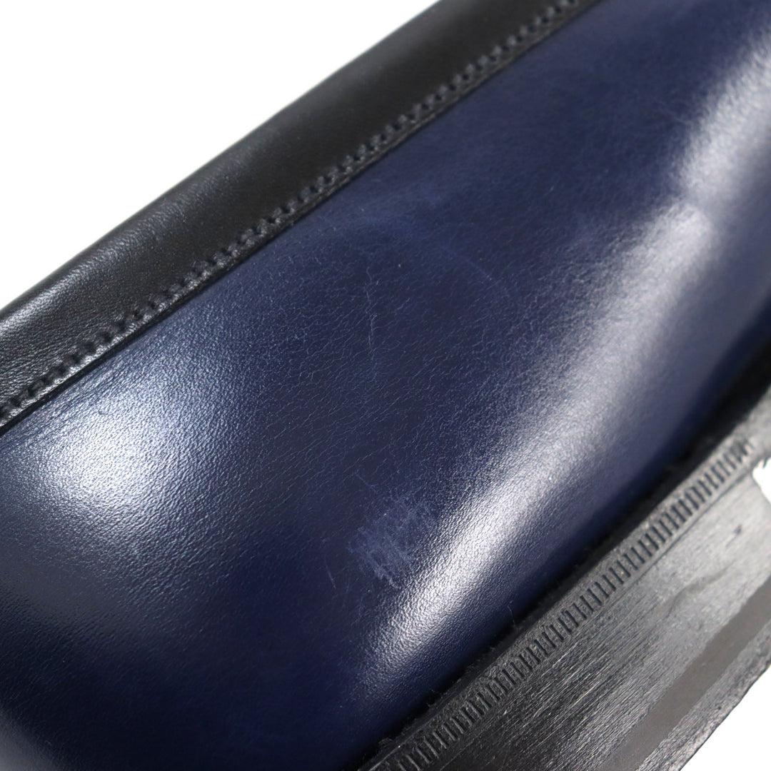 J.M WESTON loafers 505360 Main: Leather Navy black 180 Combi Signature Loafer mens 8 Used Authentic