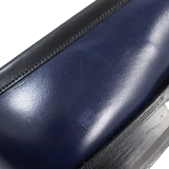 J.M WESTON loafers 505360 Main: Leather Navy black 180 Combi Signature Loafer mens 8 Used Authentic