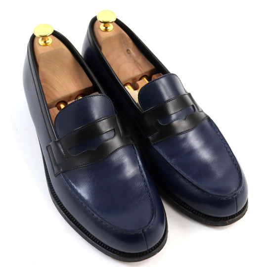 J.M WESTON loafers 505360 Main: Leather Navy black 180 Combi Signature Loafer mens 8 Used Authentic