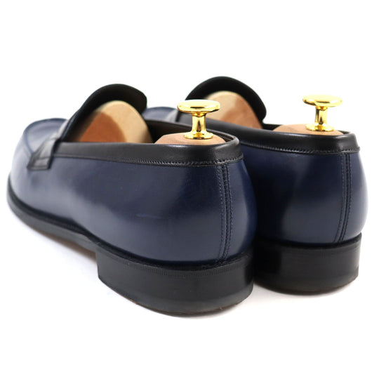 J.M WESTON loafers 505360 Main: Leather Navy black 180 Combi Signature Loafer mens 8 Used Authentic