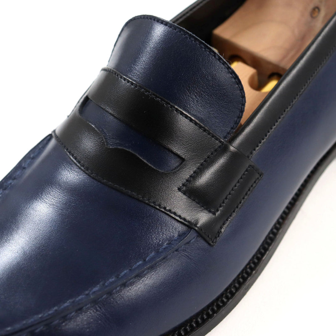 J.M WESTON loafers 505360 Main: Leather Navy black 180 Combi Signature Loafer mens 8 Used Authentic