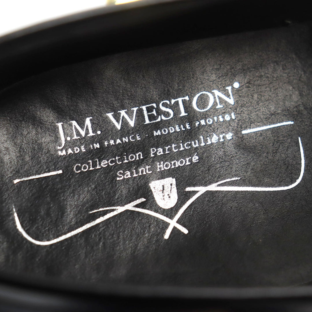 J.M WESTON loafers 505360 Main: Leather Navy black 180 Combi Signature Loafer mens 8 Used Authentic