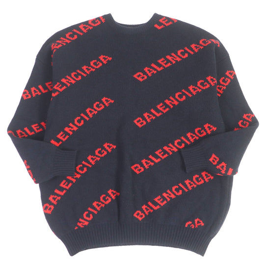 BALENCIAGA sweater 555279 Main: 98% wool, Main: 1% polyester, Main: 1% nylon Navy mens XS Used Authentic