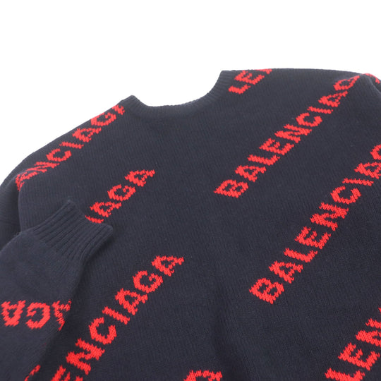 BALENCIAGA sweater 555279 Main: 98% wool, Main: 1% polyester, Main: 1% nylon Navy mens XS Used Authentic