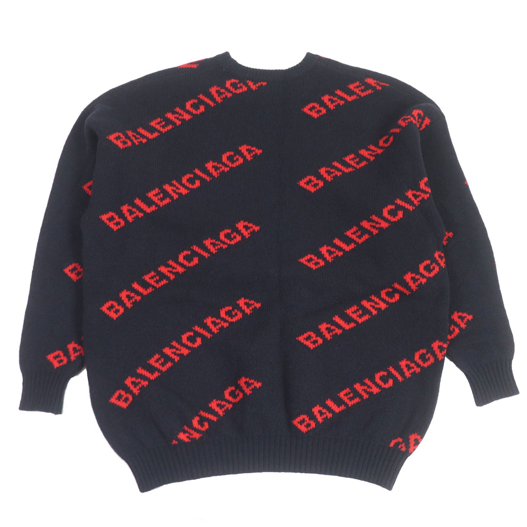 BALENCIAGA sweater 555279 Main: 98% wool, Main: 1% polyester, Main: 1% nylon Navy mens XS Used Authentic