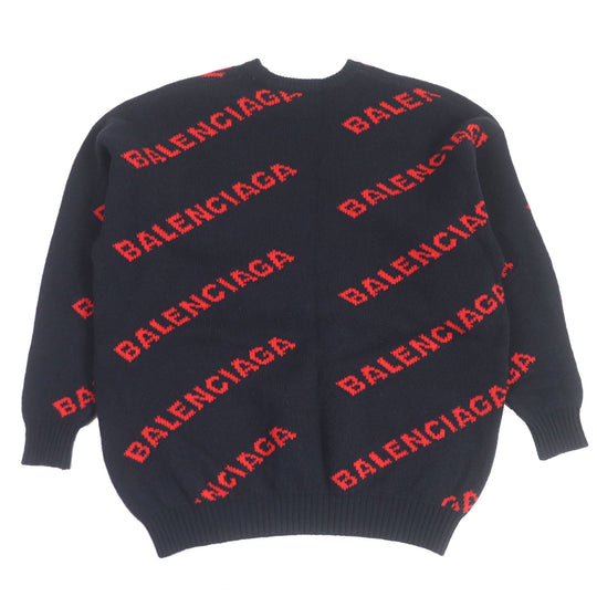 BALENCIAGA sweater 555279 Main: 98% wool, Main: 1% polyester, Main: 1% nylon Navy mens XS Used Authentic