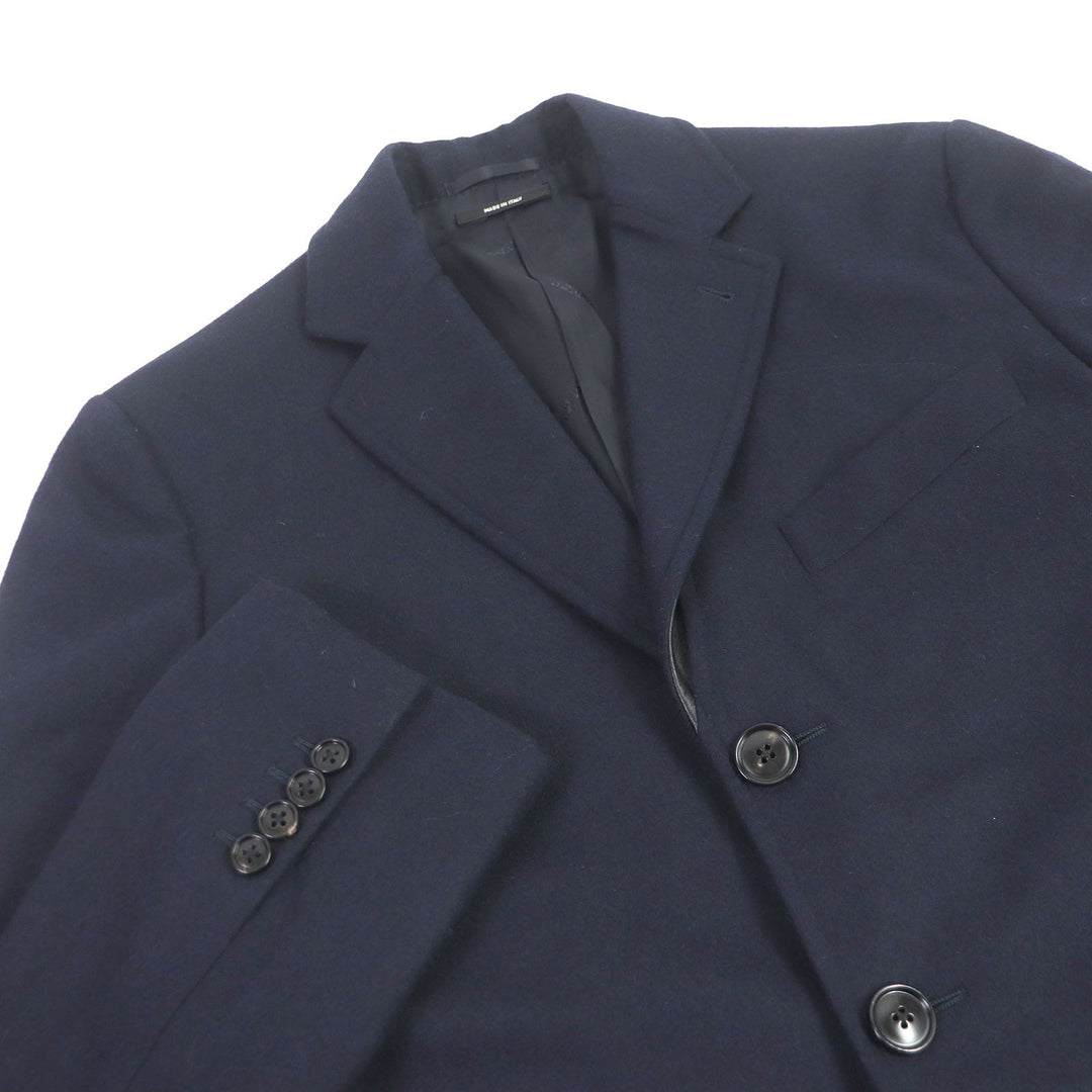 HERMES tailored jacket Outer: 100% wool, Lining: 100% cupra, Part: 100% cotton, Part: Lamb leather Navy mens 44 Used Authentic