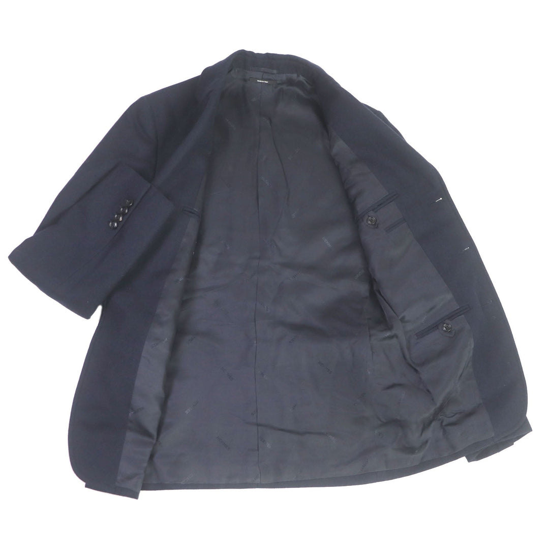 HERMES tailored jacket Outer: 100% wool, Lining: 100% cupra, Part: 100% cotton, Part: Lamb leather Navy mens 44 Used Authentic