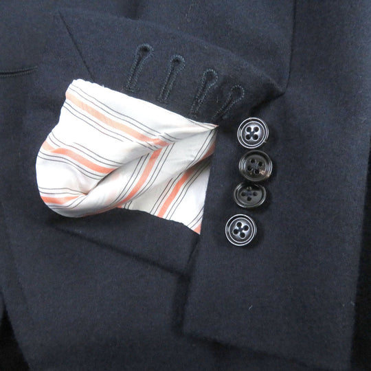 HERMES tailored jacket Outer: 100% wool, Lining: 100% cupra, Part: 100% cotton, Part: Lamb leather Navy mens 44 Used Authentic
