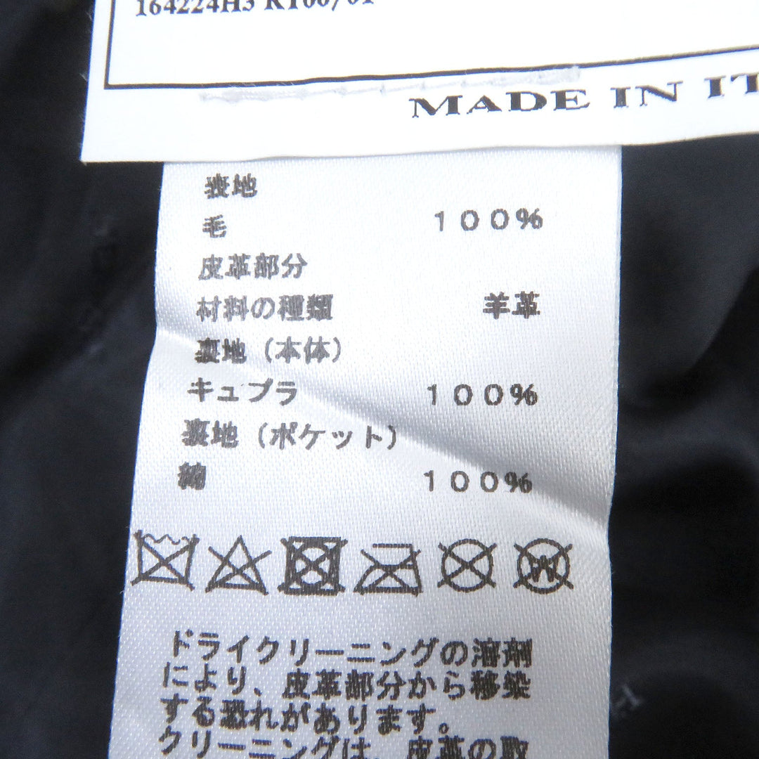 HERMES tailored jacket Outer: 100% wool, Lining: 100% cupra, Part: 100% cotton, Part: Lamb leather Navy mens 44 Used Authentic