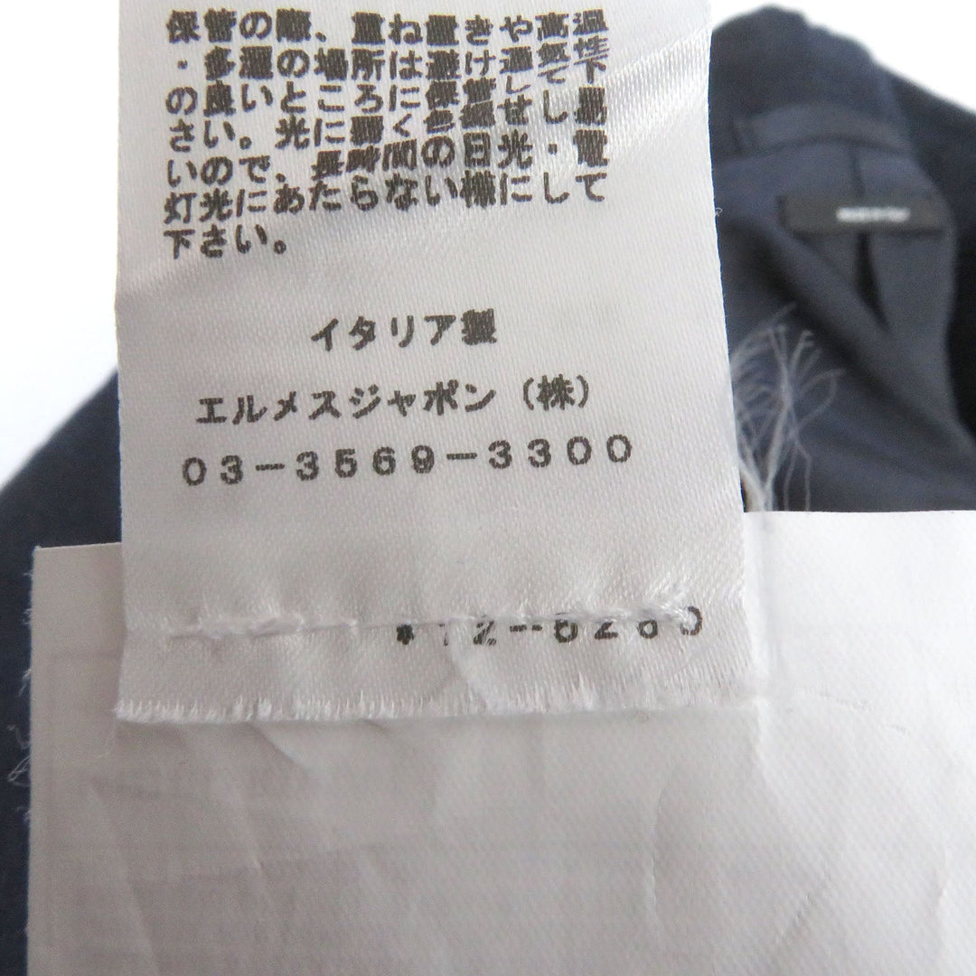 HERMES tailored jacket Outer: 100% wool, Lining: 100% cupra, Part: 100% cotton, Part: Lamb leather Navy mens 44 Used Authentic