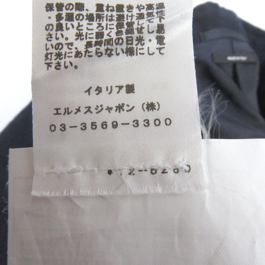HERMES tailored jacket Outer: 100% wool, Lining: 100% cupra, Part: 100% cotton, Part: Lamb leather Navy mens 44 Used Authentic