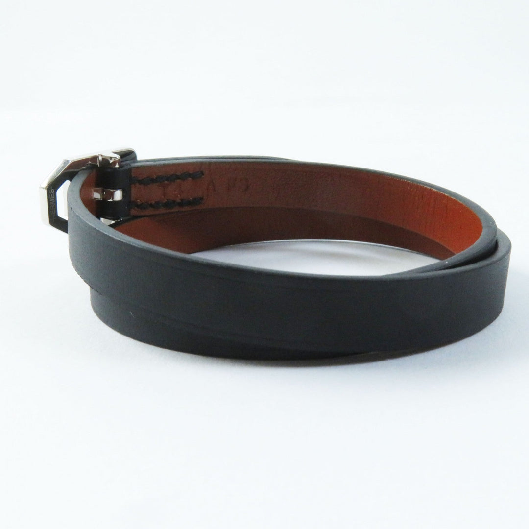 HERMES bracelet Main: Leather Black brown Women Used Authentic