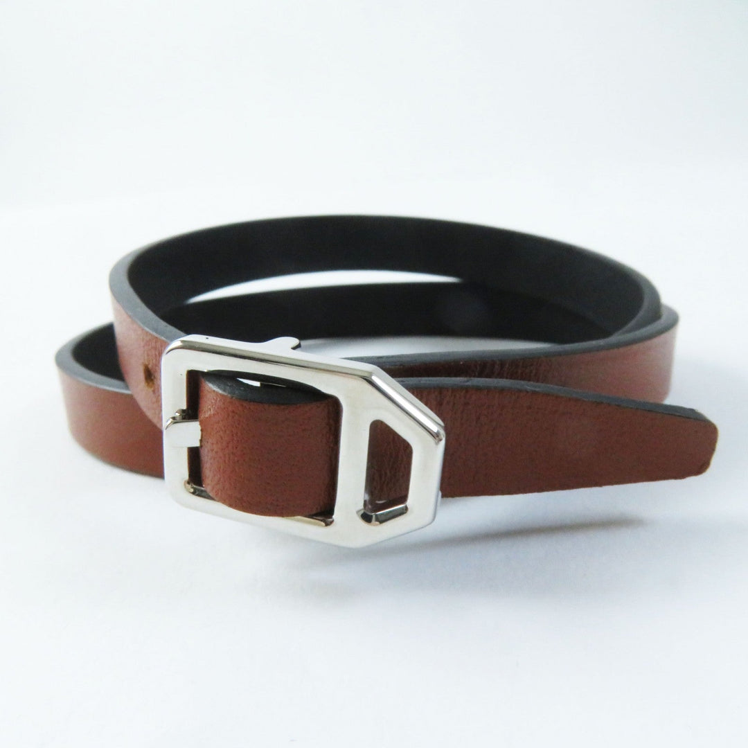 HERMES bracelet Main: Leather Black brown Women Used Authentic