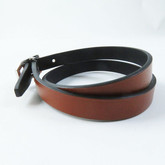 HERMES bracelet Main: Leather Black brown Women Used Authentic