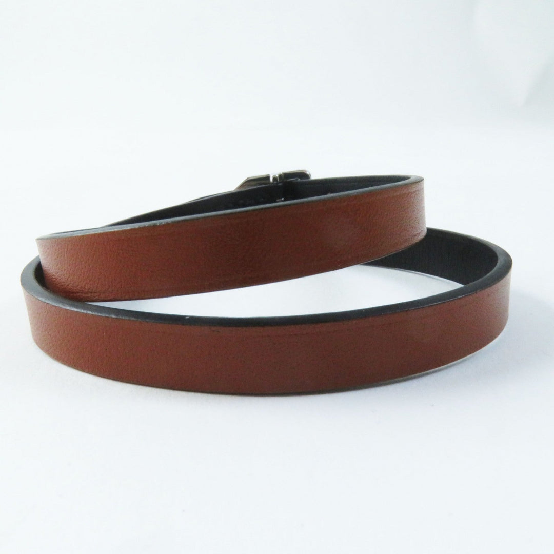 HERMES bracelet Main: Leather Black brown Women Used Authentic
