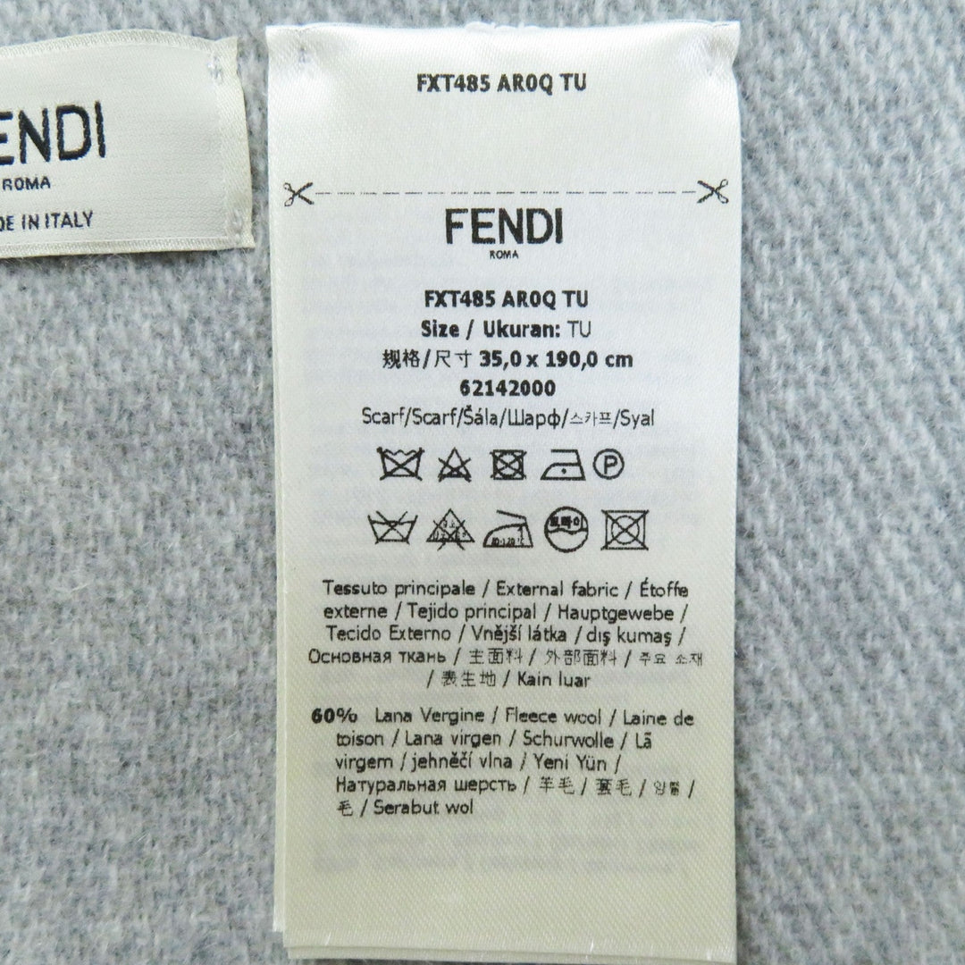 FENDI Scarf Main: 60% wool, 23% cashmere, 13% rayon, 4% metal fiber Light Gray Silver FXT485 AROQ TU Women Used Authentic