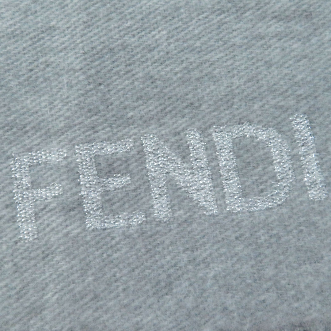 FENDI Scarf Main: 60% wool, 23% cashmere, 13% rayon, 4% metal fiber Light Gray Silver FXT485 AROQ TU Women Used Authentic
