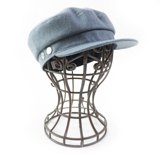 HERMES Casquette Outer: 100% cashmere, Lining: 65% viscose (rayon), Lining: 35% silk, Lining trim: 56% cotton, 44% viscose Lining decoration: 100% polyester blue Dauville Women 57 Used Authentic
