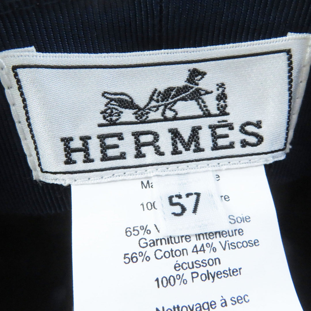 HERMES Casquette Outer: 100% cashmere, Lining: 65% viscose (rayon), Lining: 35% silk, Lining trim: 56% cotton, 44% viscose Lining decoration: 100% polyester blue Dauville Women 57 Used Authentic
