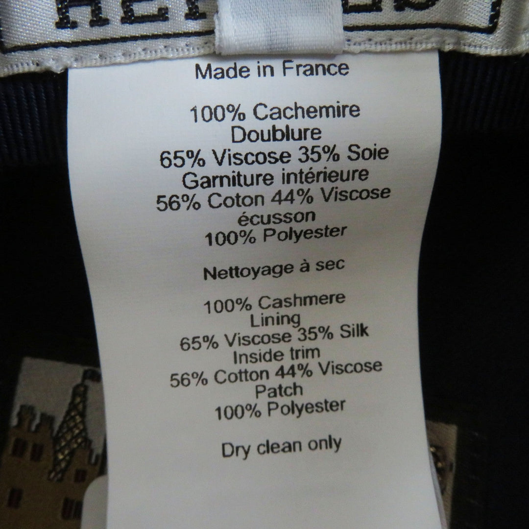 HERMES Casquette Outer: 100% cashmere, Lining: 65% viscose (rayon), Lining: 35% silk, Lining trim: 56% cotton, 44% viscose Lining decoration: 100% polyester blue Dauville Women 57 Used Authentic